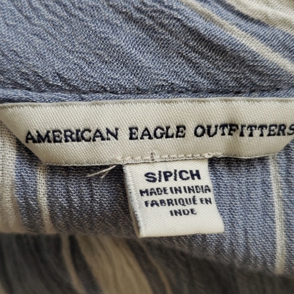 AEO NWOT Stripe Ruffle Laced Bell Sleeve Top - Picture 3 of 6